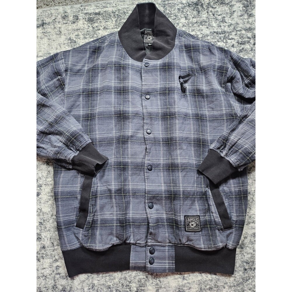 Vintage Famous Stars And Straps Plaid Bomber Jacket Size L Y2K Streetwear Rare